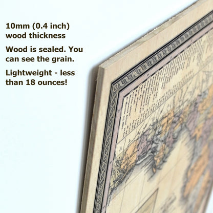 1850 Florida map angle showing thickness of the wood on which the map is printed
