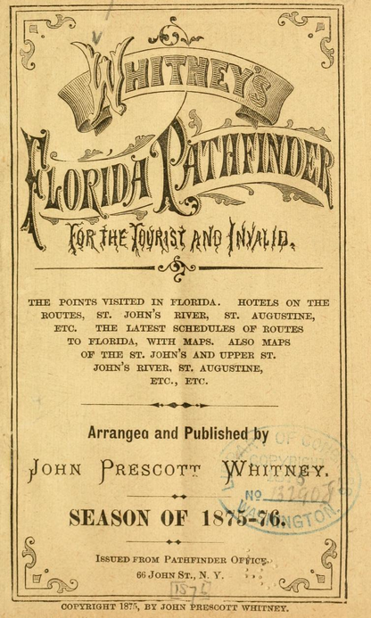 Cover of the 1876-77 edition of Whitney's Florida Pathfinder