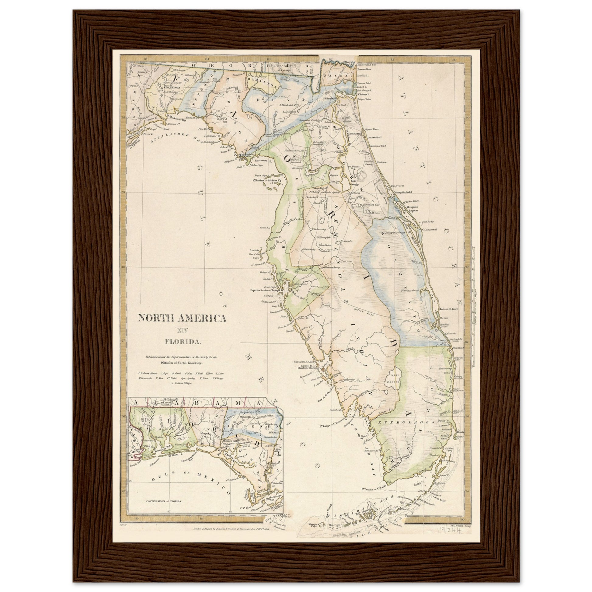 Henry Tanner map of Florida as a US territory in 1834.