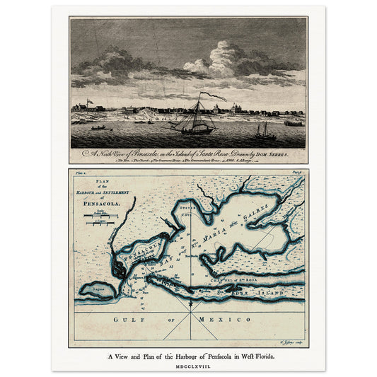 Images of 1768 Pensacola (one from Santa Rosa and one a nautical chart)