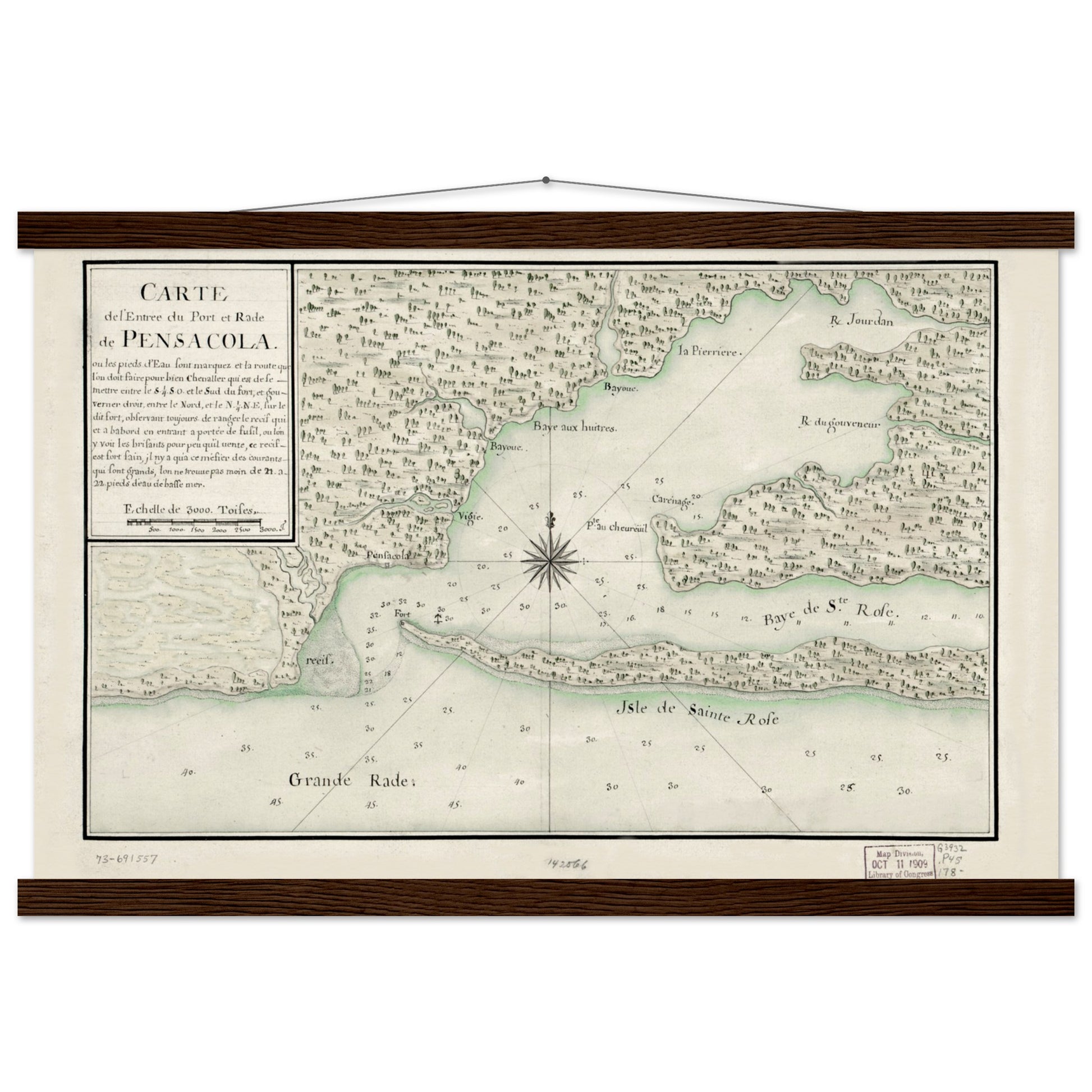 French nautical chart of Pensacola Bay from sometime in the 1780s