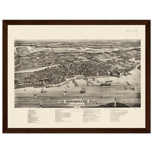 Aerial depiction of Saint Augustine, Florida from 1885.