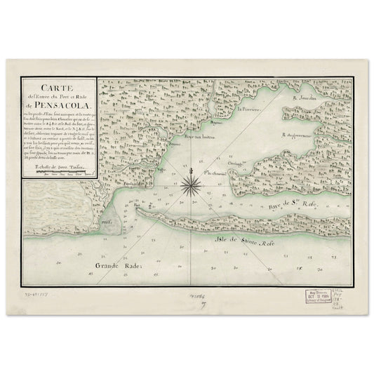 French nautical chart of Pensacola Bay from sometime in the 1780s