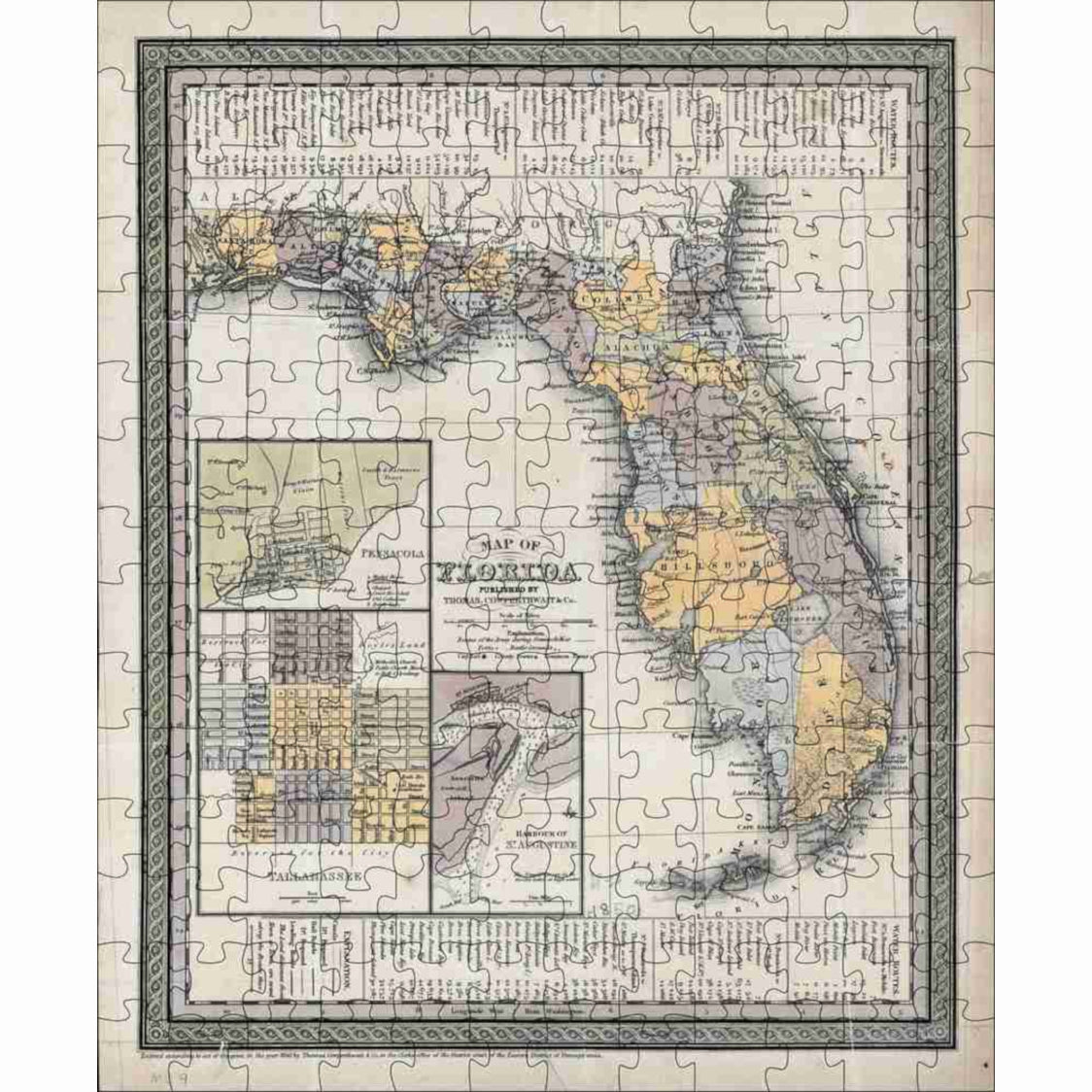 500-piece old Florida map jigsaw puzzle from 1850