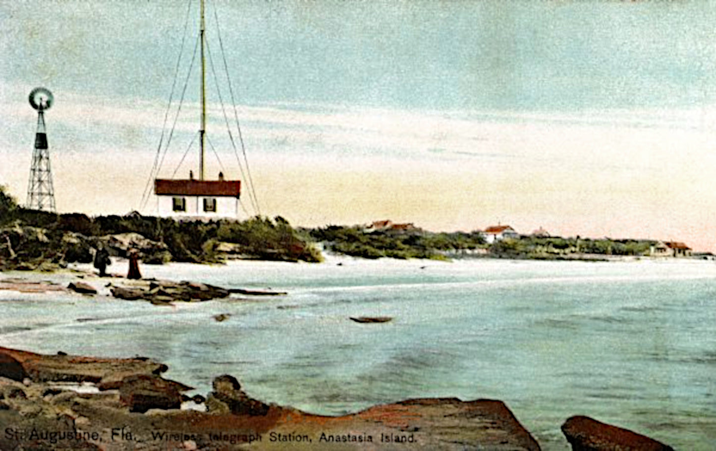 An old postcard from St. Augustine from the area of the lighthouse but showing the old wireless telegraph station.