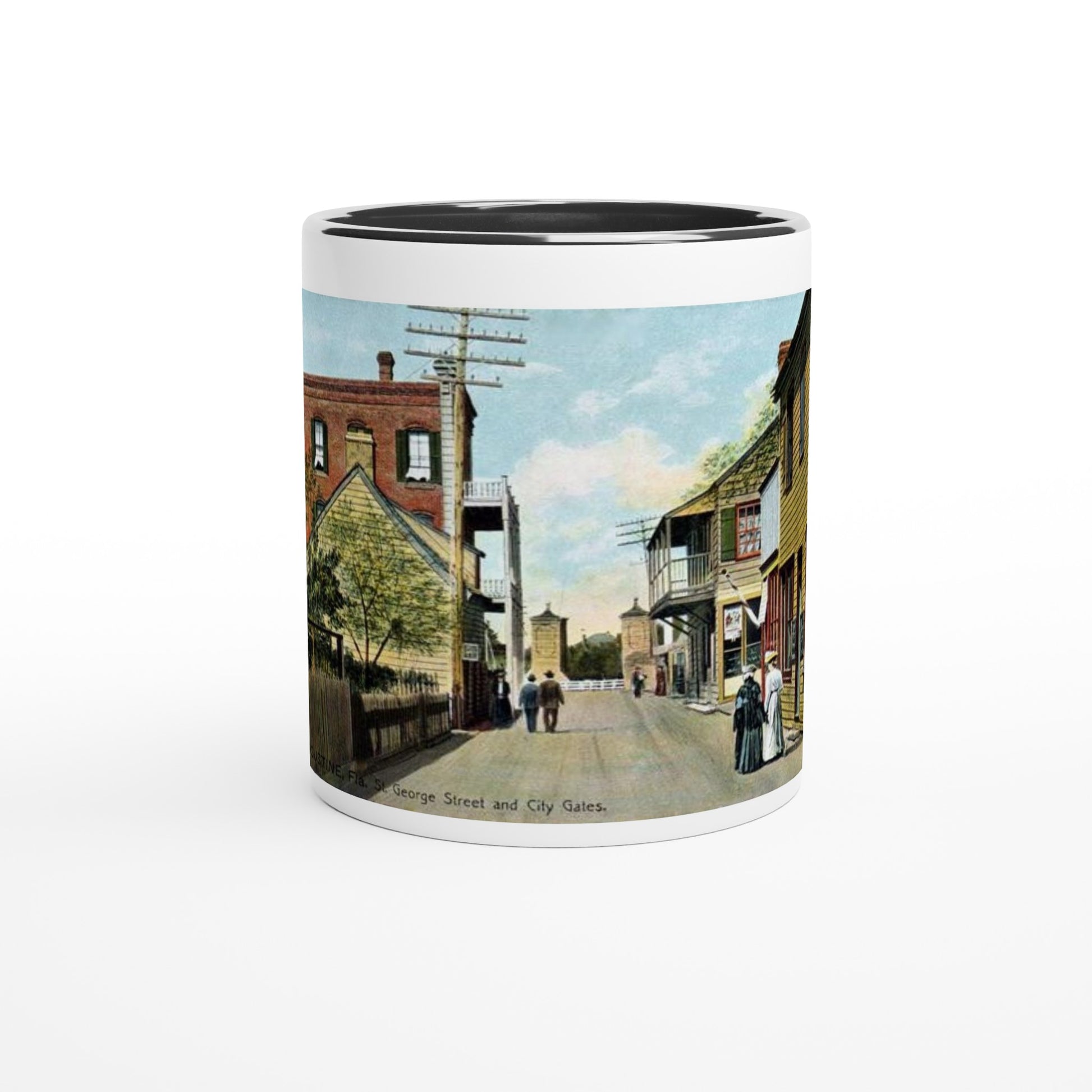 Ceramic mug with image looking up Saint Georg Street in Saint Augustine toward the old city gate (image 2)