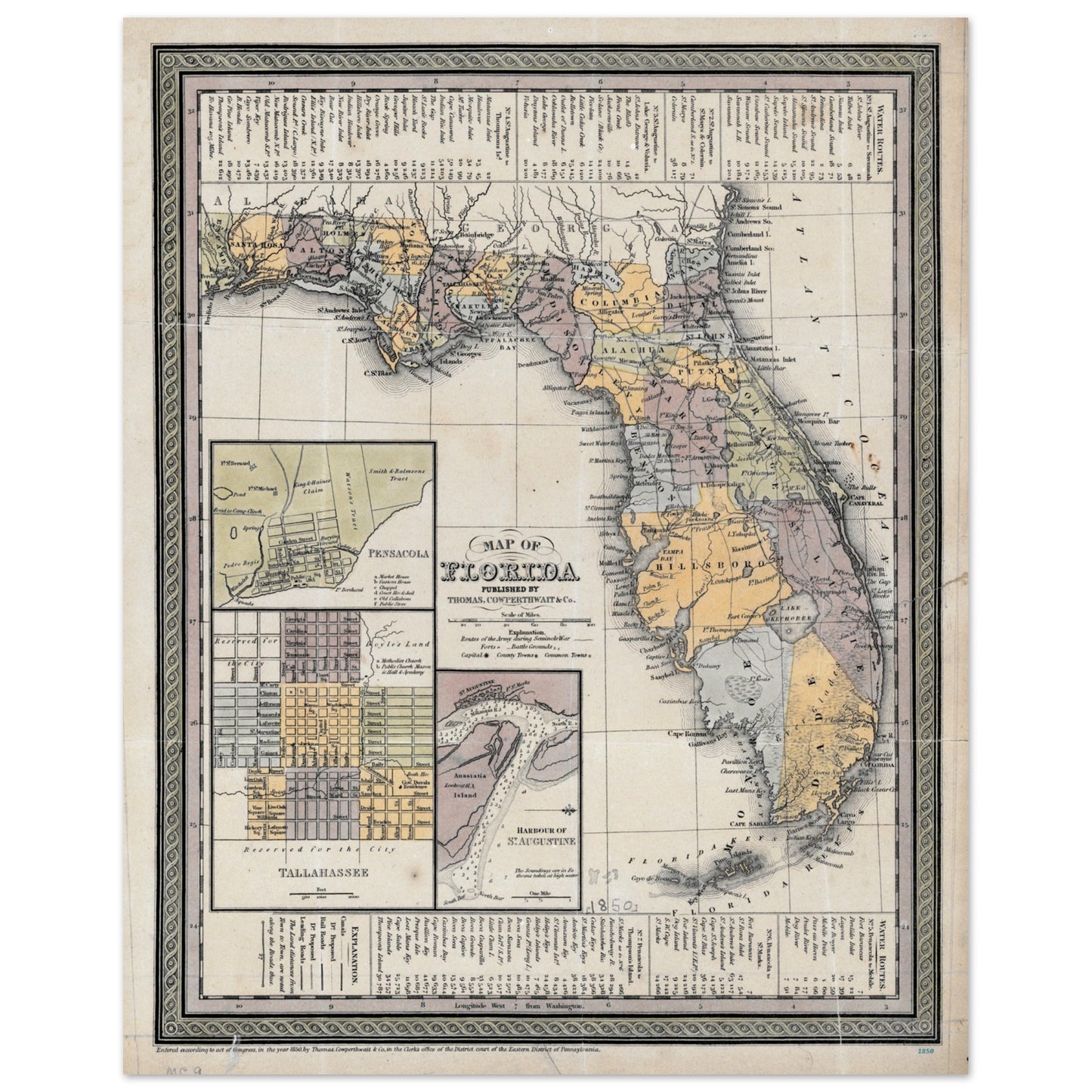 1850 Cowperthwaite Florida Map