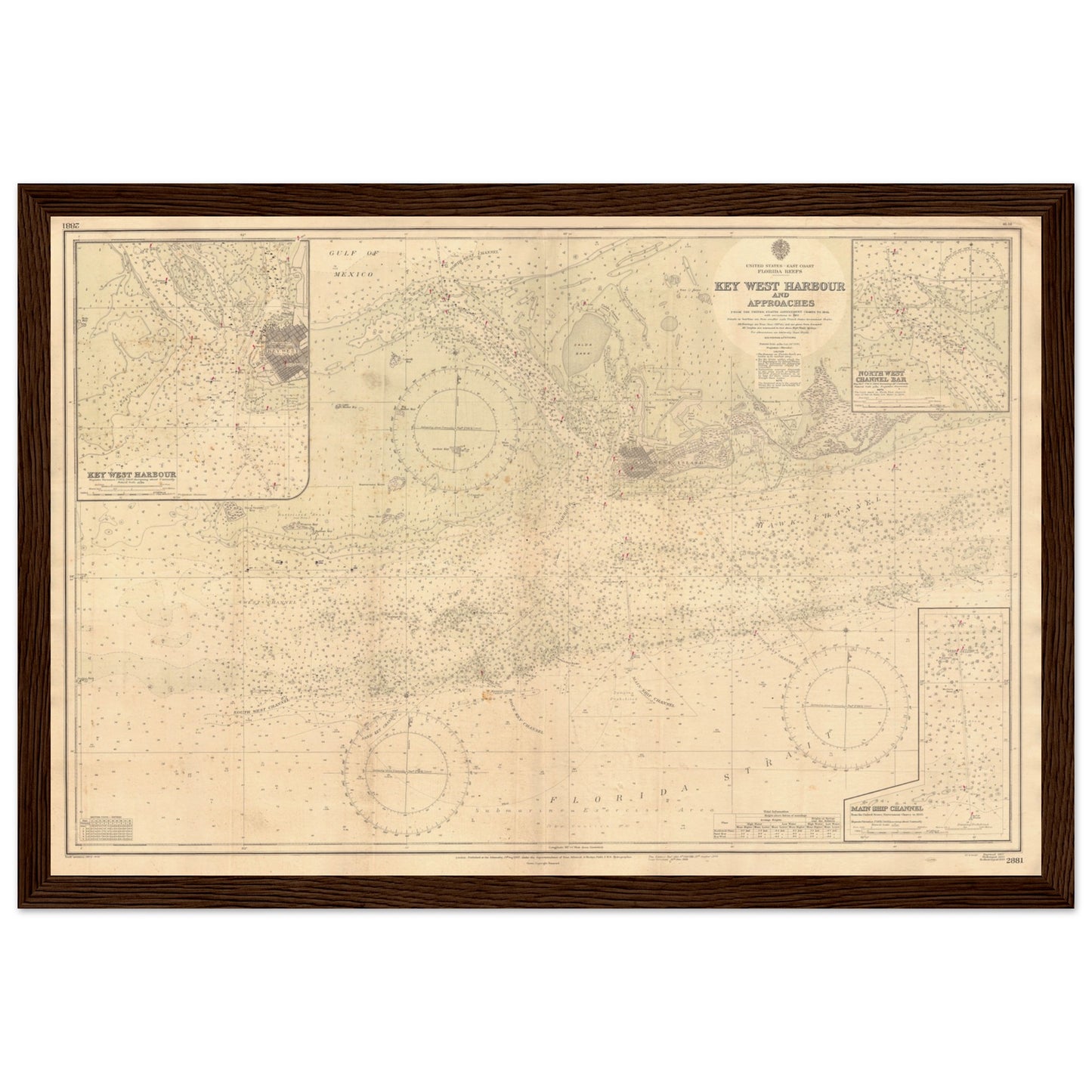 1907 Key West nautical chart created by the British Admiralty.