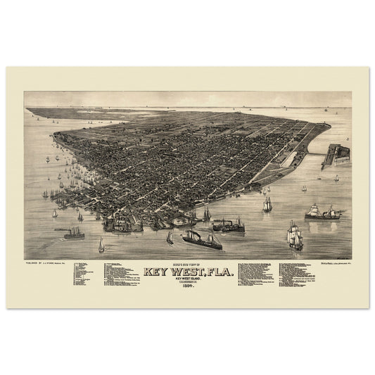 1884 aerial view of Key West. From a lithograph.