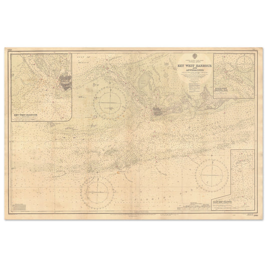 1907 Key West nautical chart created by the British Admiralty.