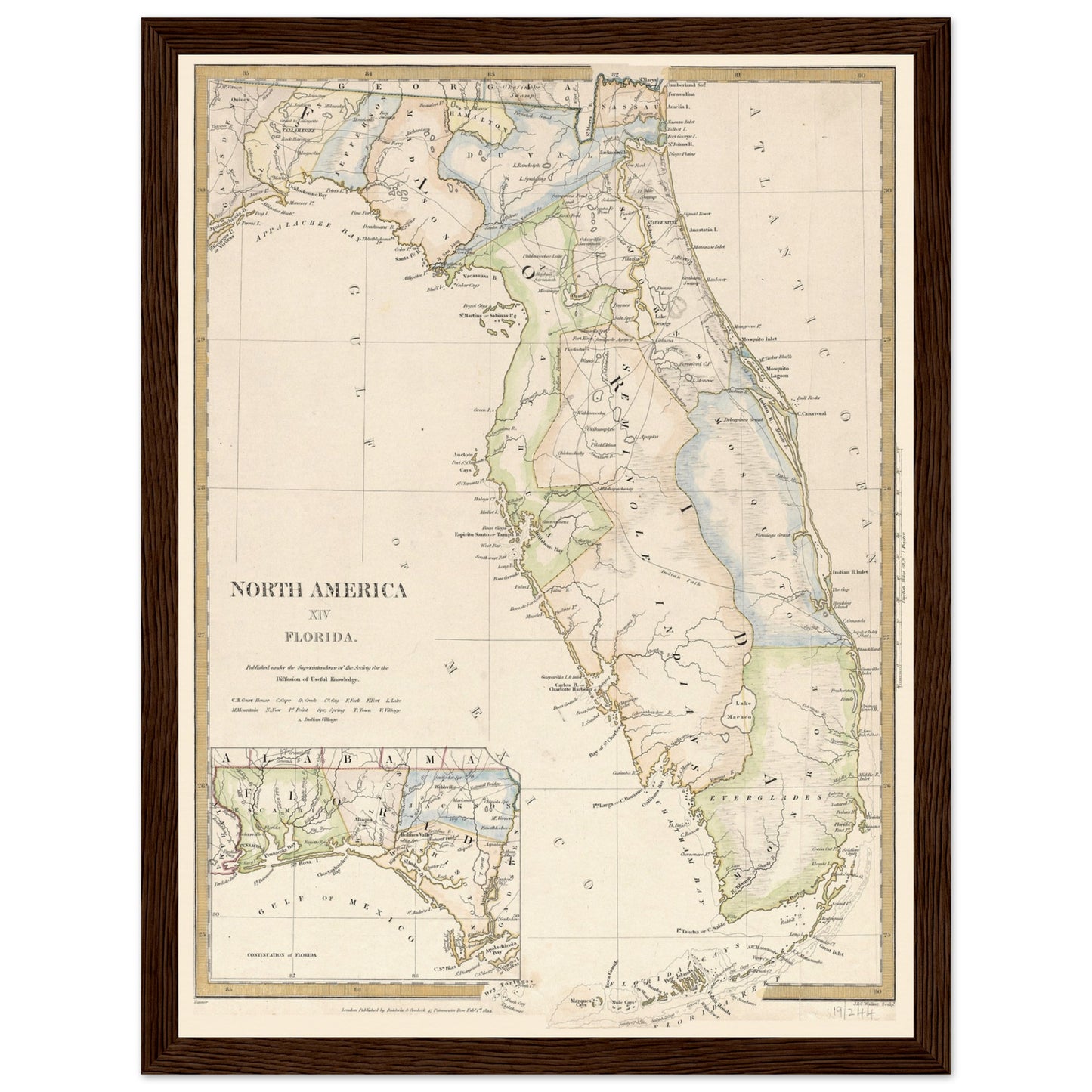 Henry Tanner map of Florida as a US territory in 1834.