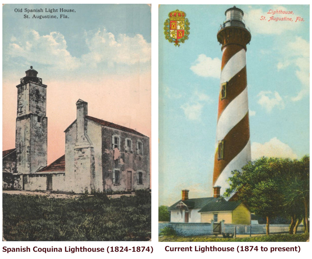Images of the 2 St. Augustine lighthouses on our mug, the former coquina lighthouse plus the current Saint Augustine lighthouse.